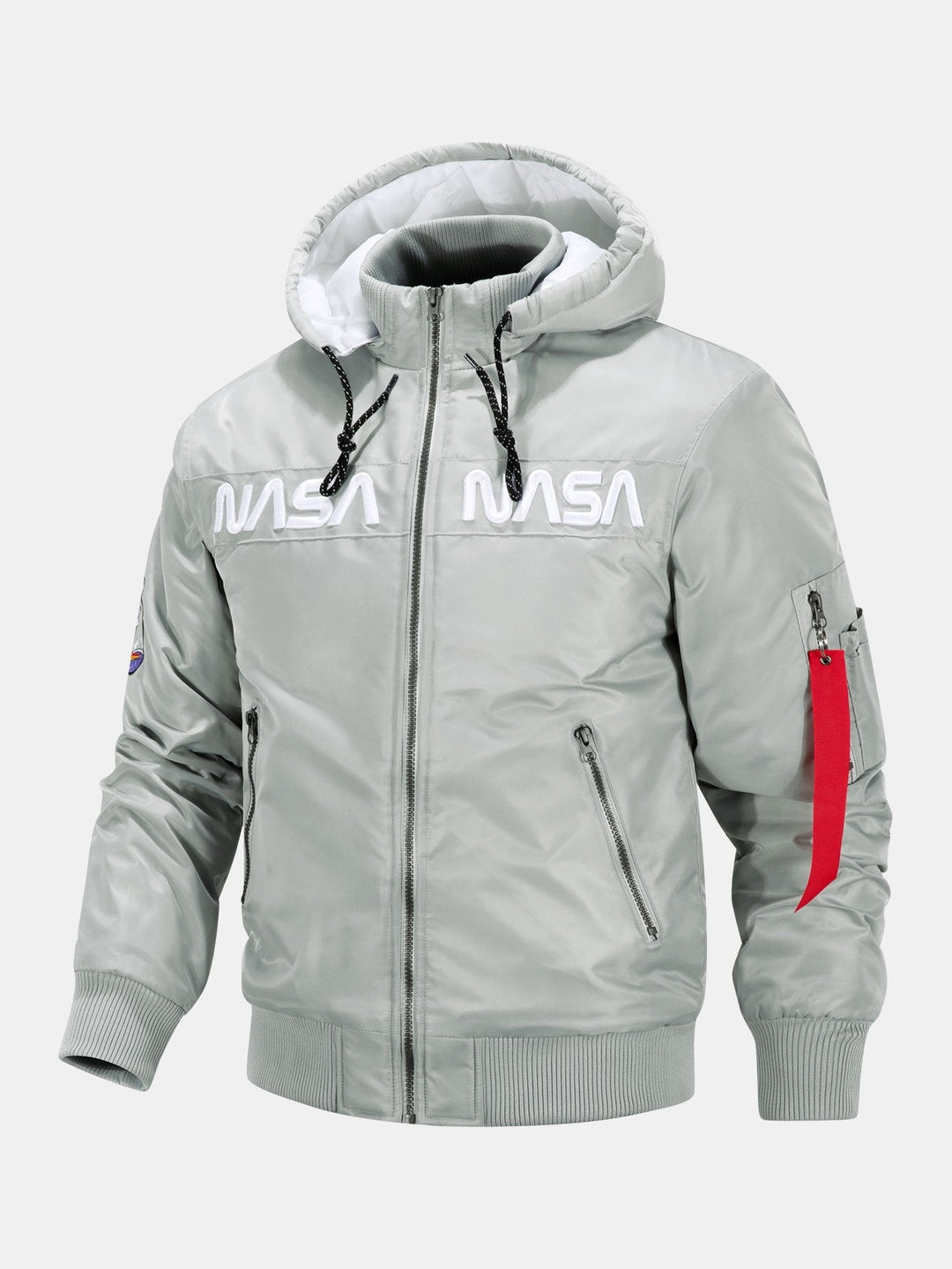 Quinten | Bomber jack met nasa-borduursel en afneembare capuchon