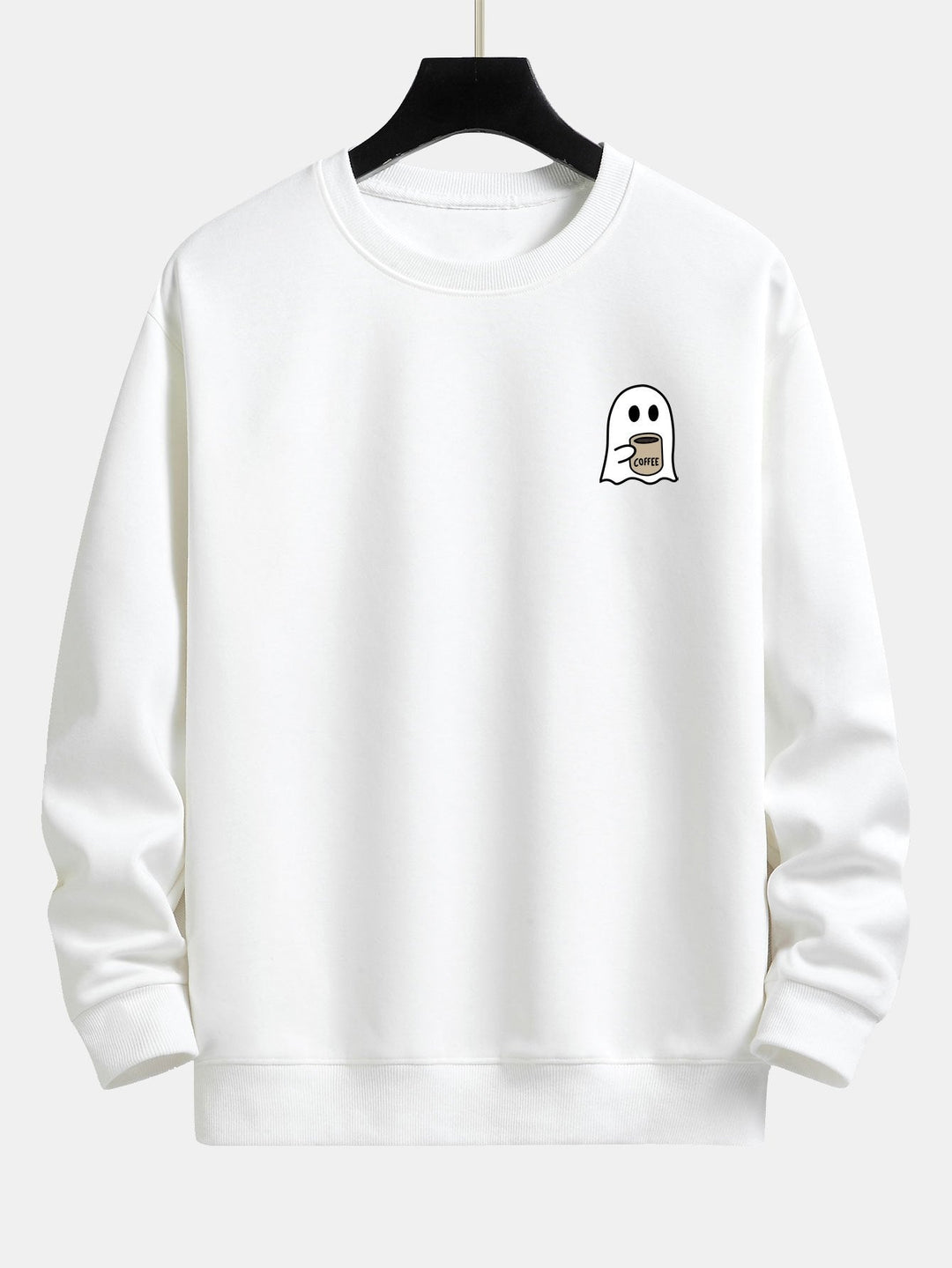 Tom | Sweater met spook- en koffieprint en relaxte pasvorm