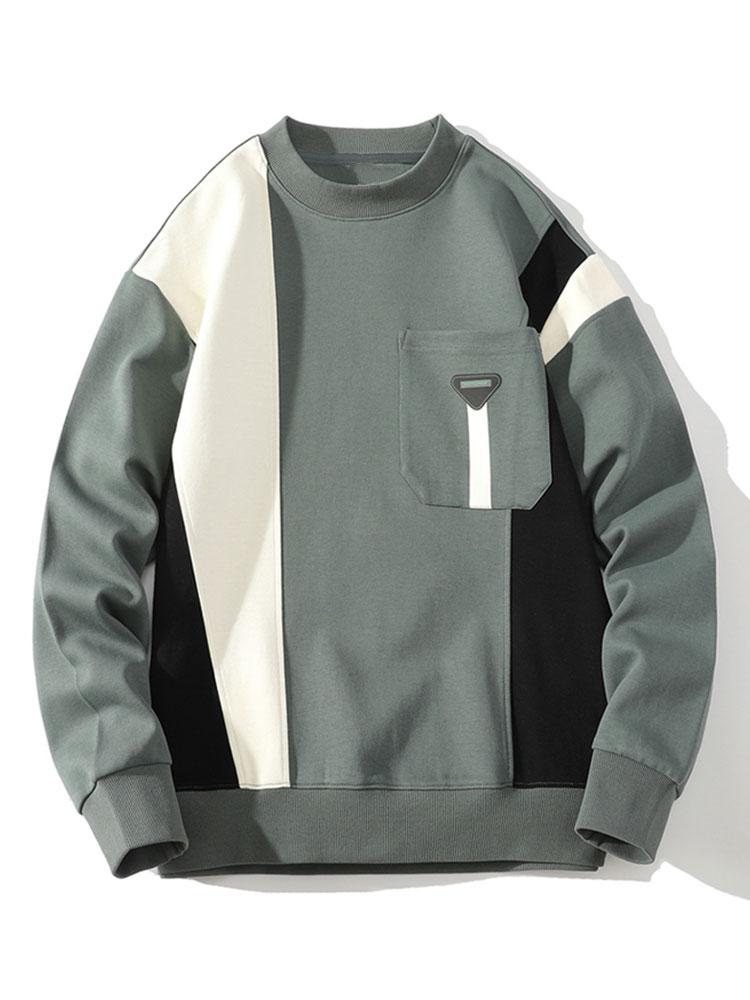 Bas | Sweater met kleurvlakken en borstzak