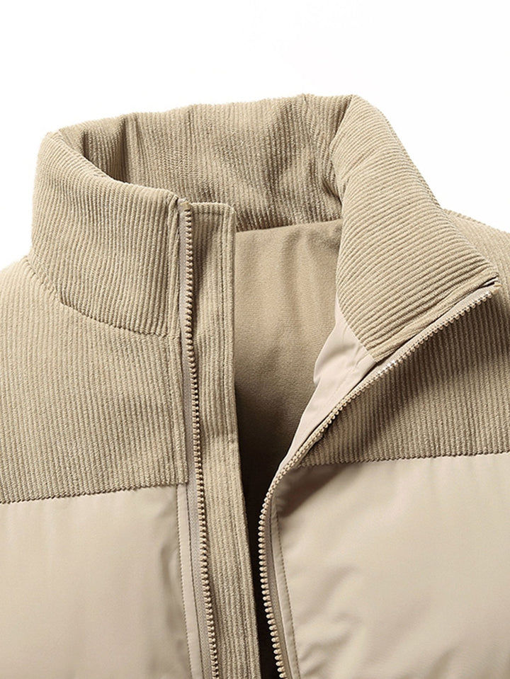 Boris | Corduroy puffer jack met patchwork