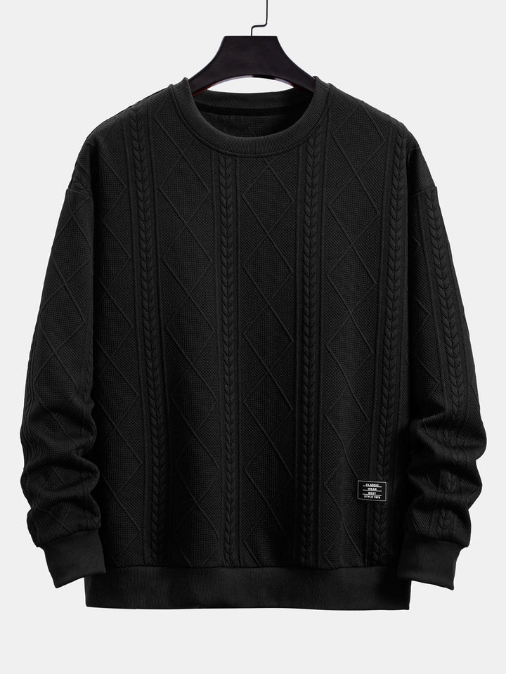 Wout | Sweater met geometrisch jacquarddessin en relaxte pasvorm