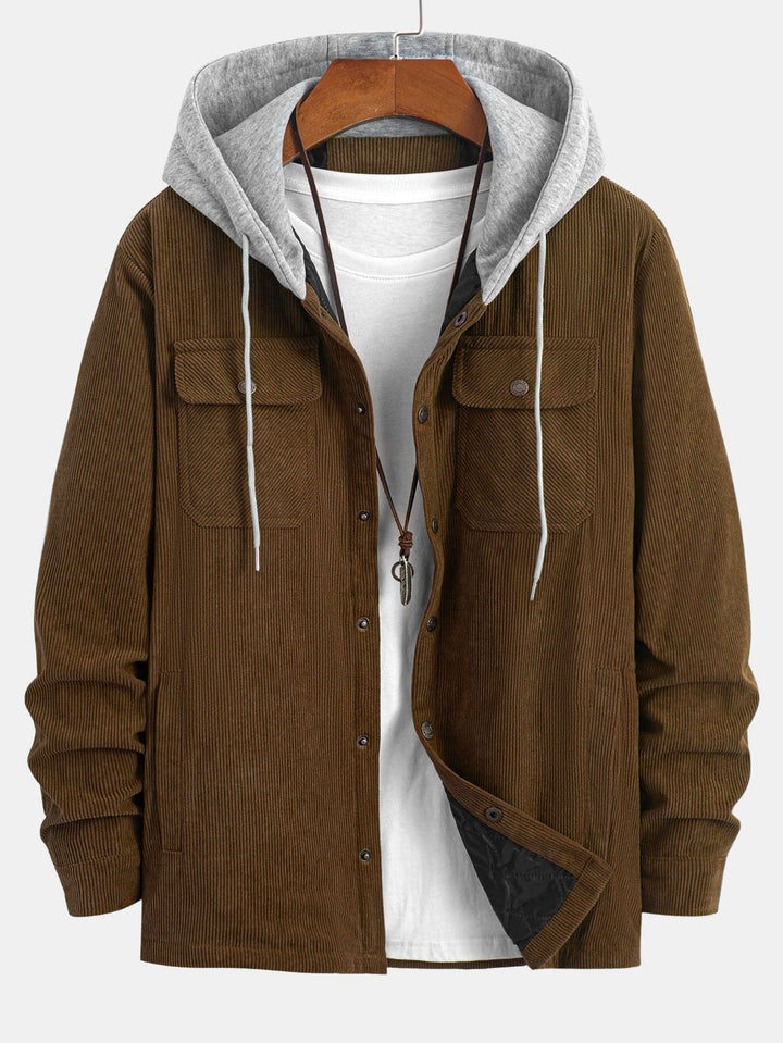 Marco | Gewatteerde corduroy jas met capuchon