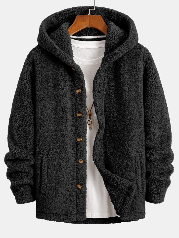 Job | Teddyfleece jas met capuchon en knopen