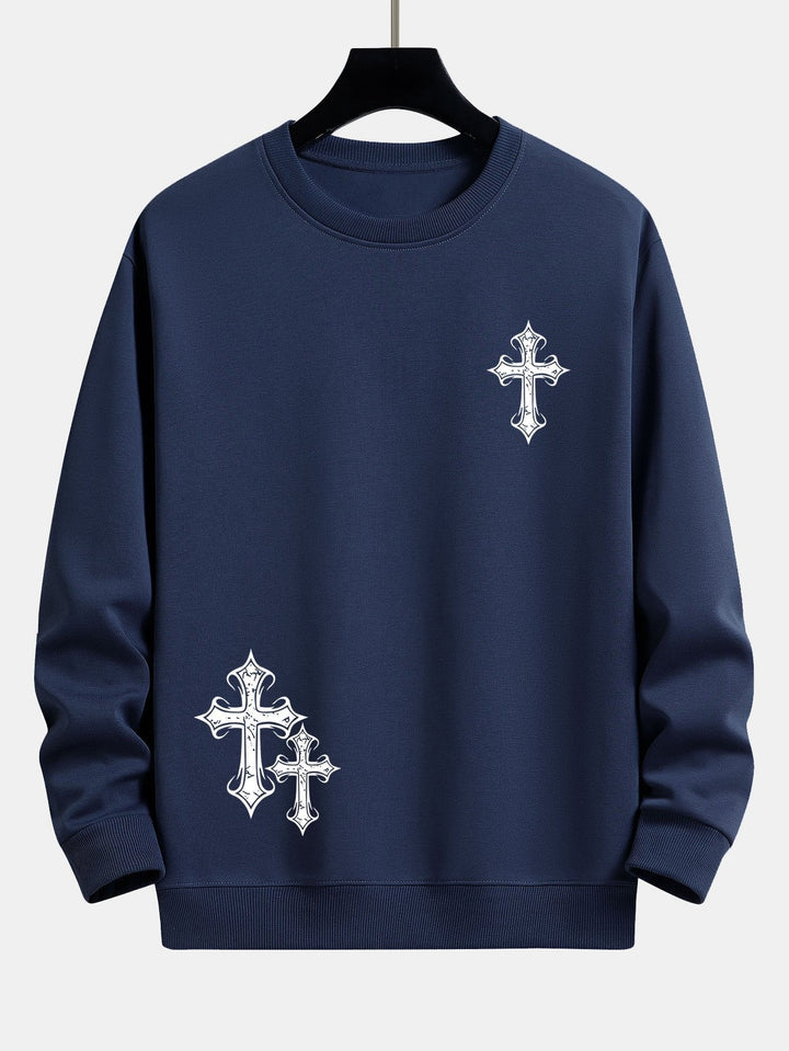 Roel | Sweater met kruisprint en relaxte pasvorm