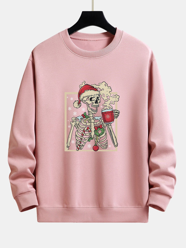 Siem | Kerstsweater met skelet- en koffieprint en relaxte pasvorm