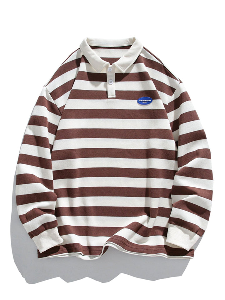 Sebastiaan | Gestreepte polosweater met wafelstructuur en relaxte pasvorm