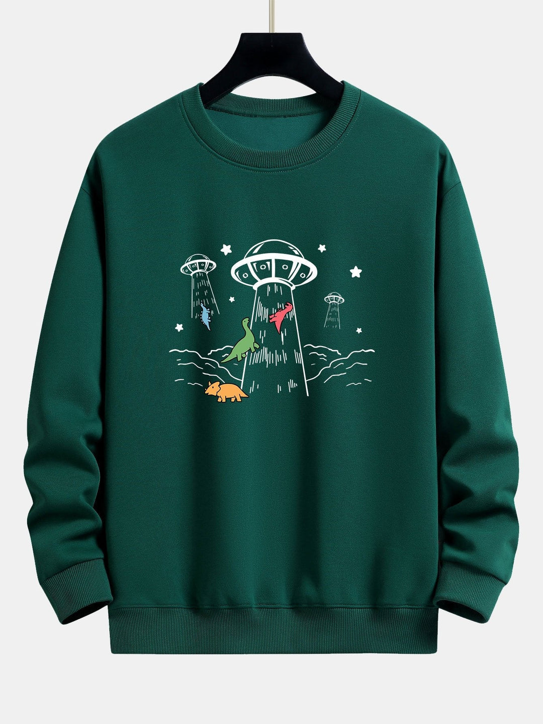 Krijn | Sweater met dinosaurus- en ruimteschipprint en relaxte pasvorm
