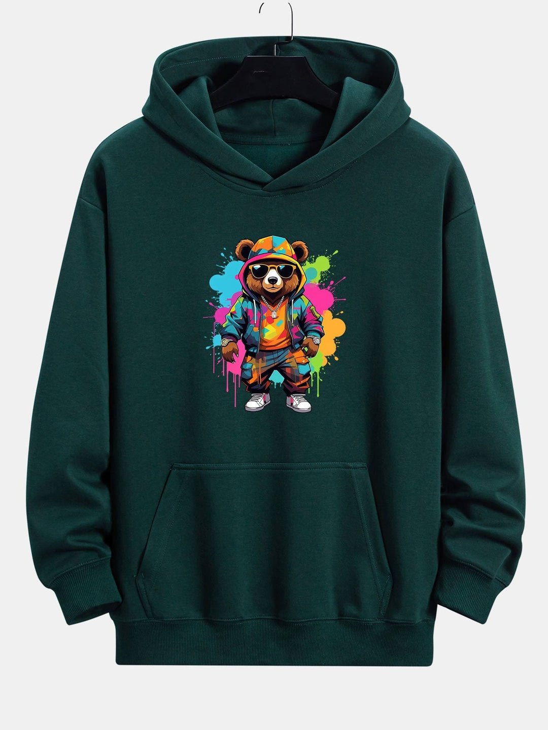 Frits | Hoodie met beerprint in inktstijl en relaxte pasvorm