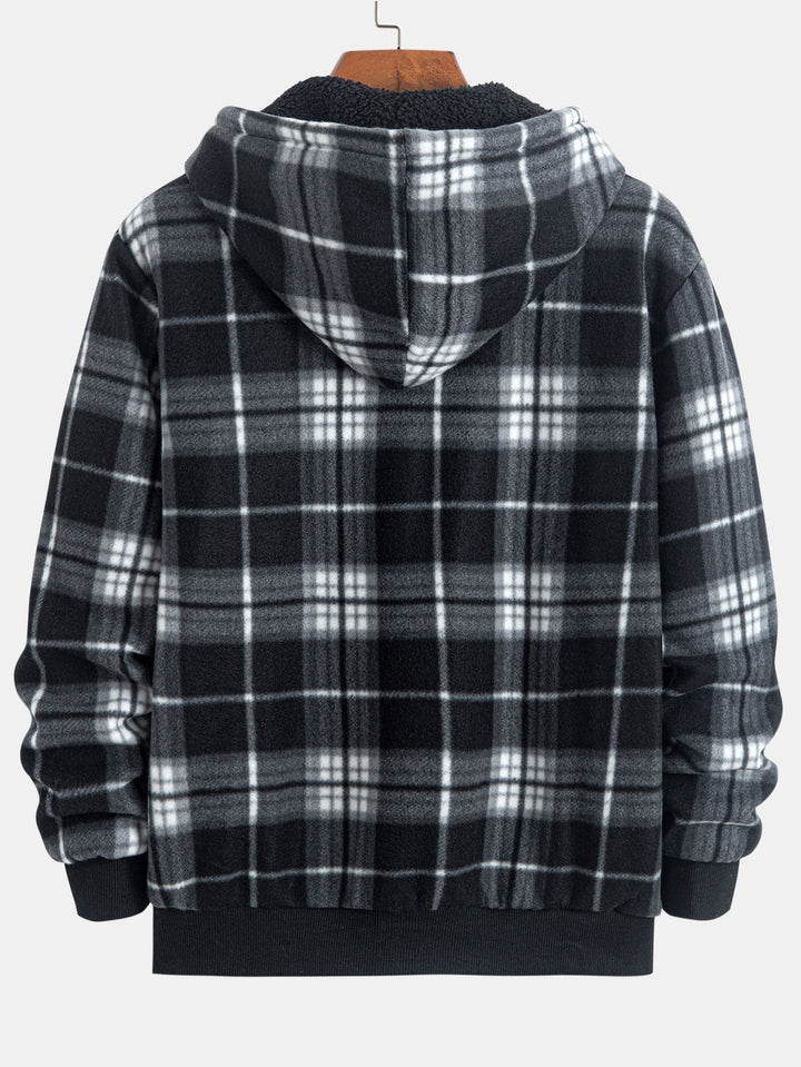 Geert | Geruite flanellen hoodie met teddyvoering