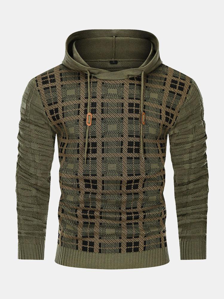 Gerard | Slim-fit trui met capuchon en ruitpanelen