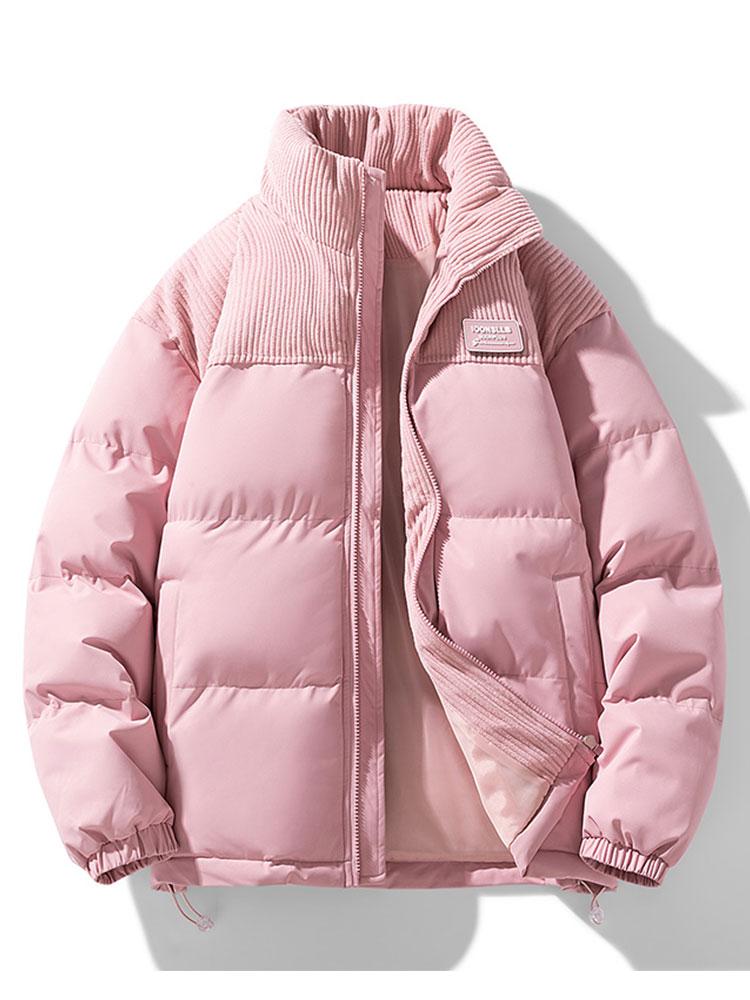 Patrick | Puffer jas met corduroy paneeldetails
