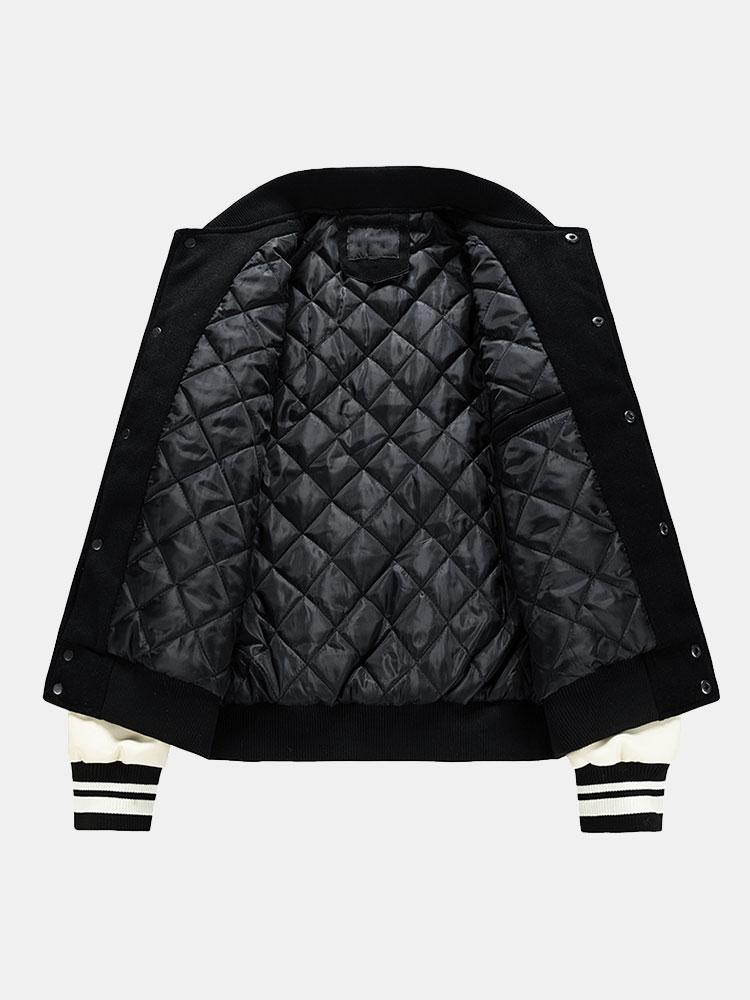 Yannick | Baseball jack met wolachtige pu-mouwen en contrastdetails