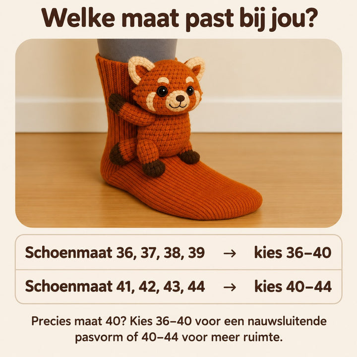 Lieke | Knuffelsokken Rode Panda – Maattabel