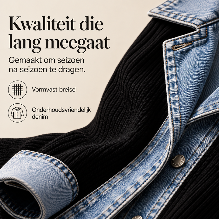 Lieke | Spijkerjasje met retro kunstprint