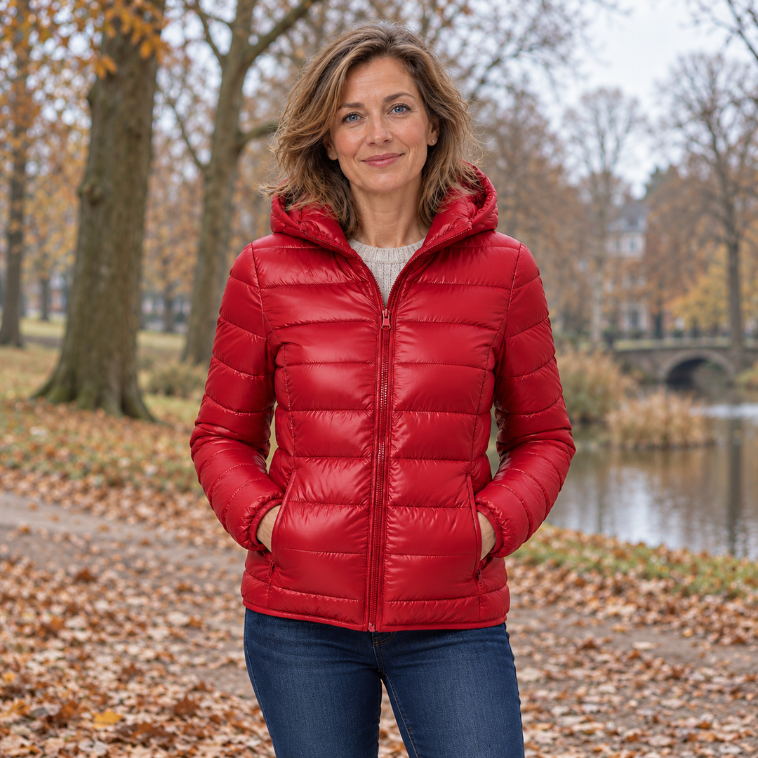 Maartje | Gewatteerde tussenjas in donkerrood