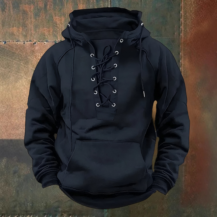 Marius | Bruine hoodie met veterkoord