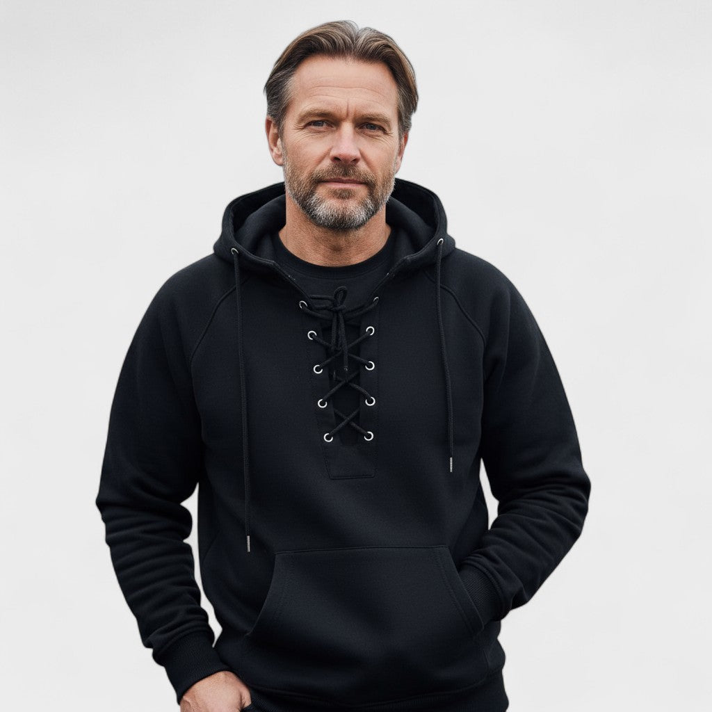 Marius | Bruine hoodie met veterkoord