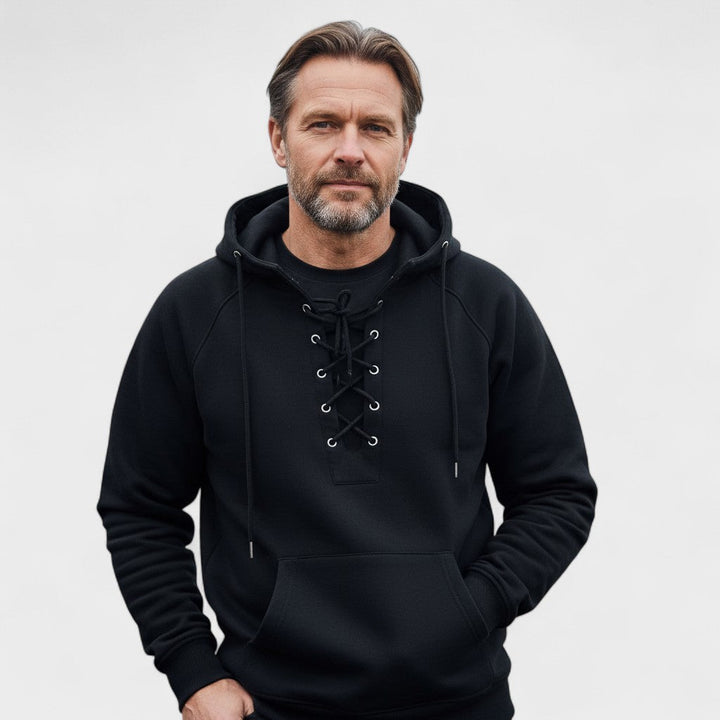 Marius | Bruine hoodie met veterkoord