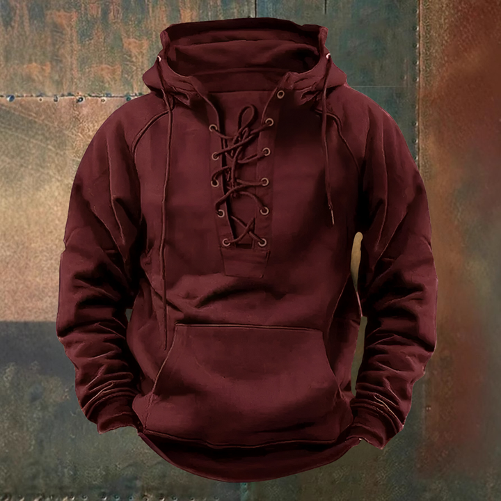 Marius | Bruine hoodie met veterkoord