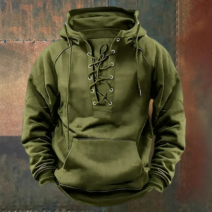Marius | Bruine hoodie met veterkoord