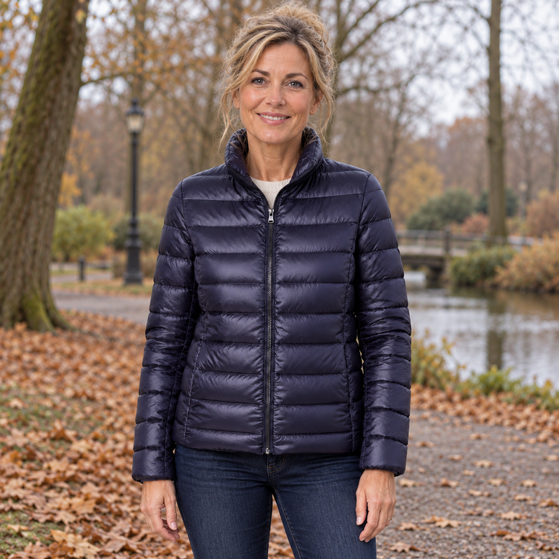 Mieke | Lichte gewatteerde jas in marineblauw