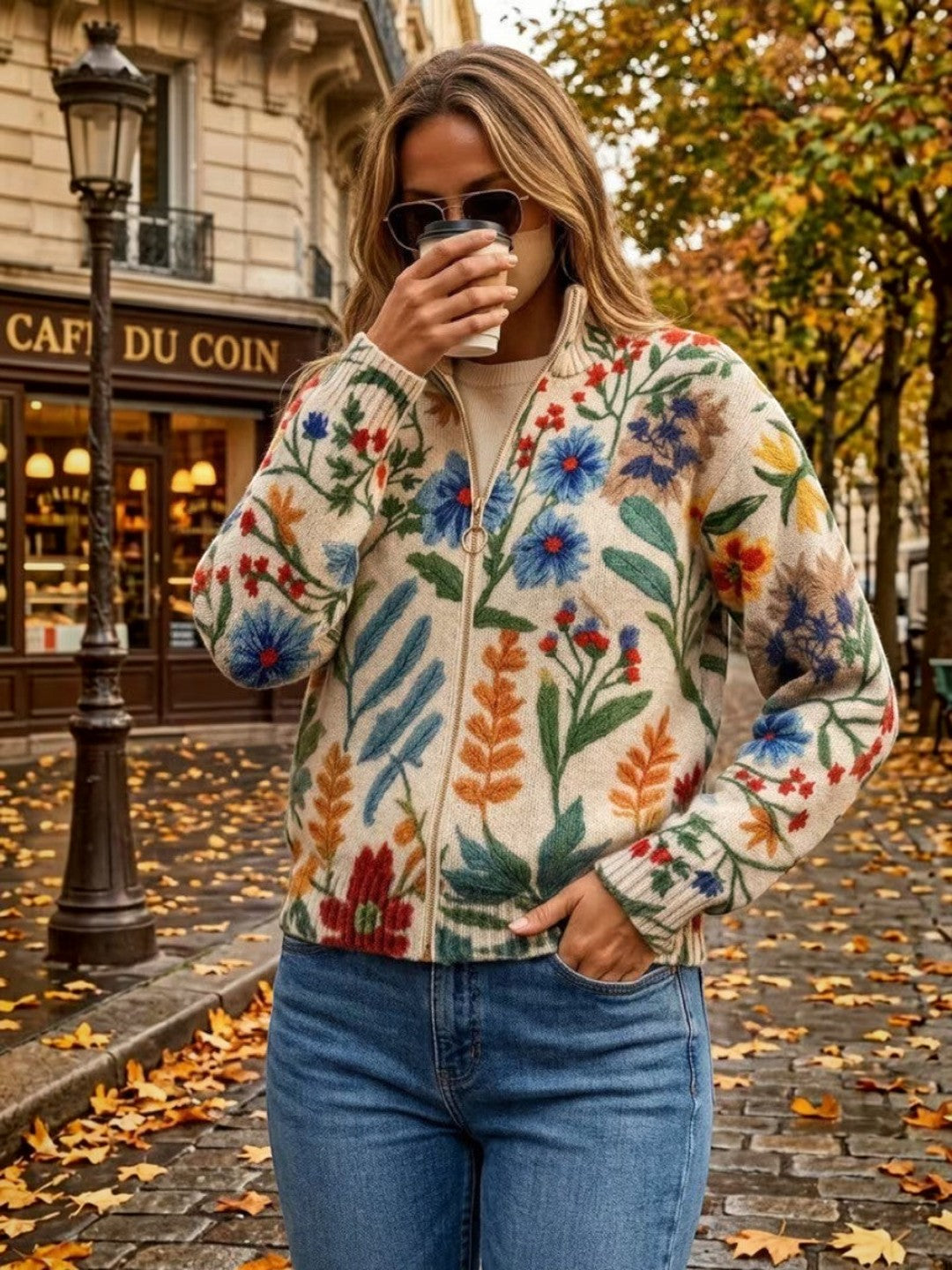 Carla | Vest met botanische bloemenprint