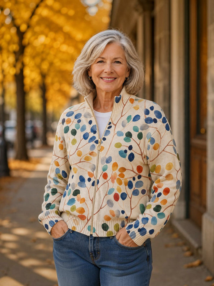 Anneke | Vest met kleurrijk bladermotief