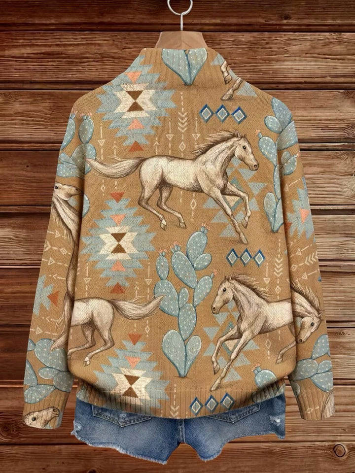 Diana | Vest met paarden- en cactusmotief