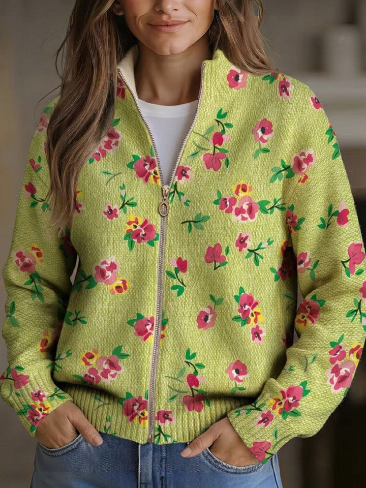 Ellen | Groen vest met bloemenprint
