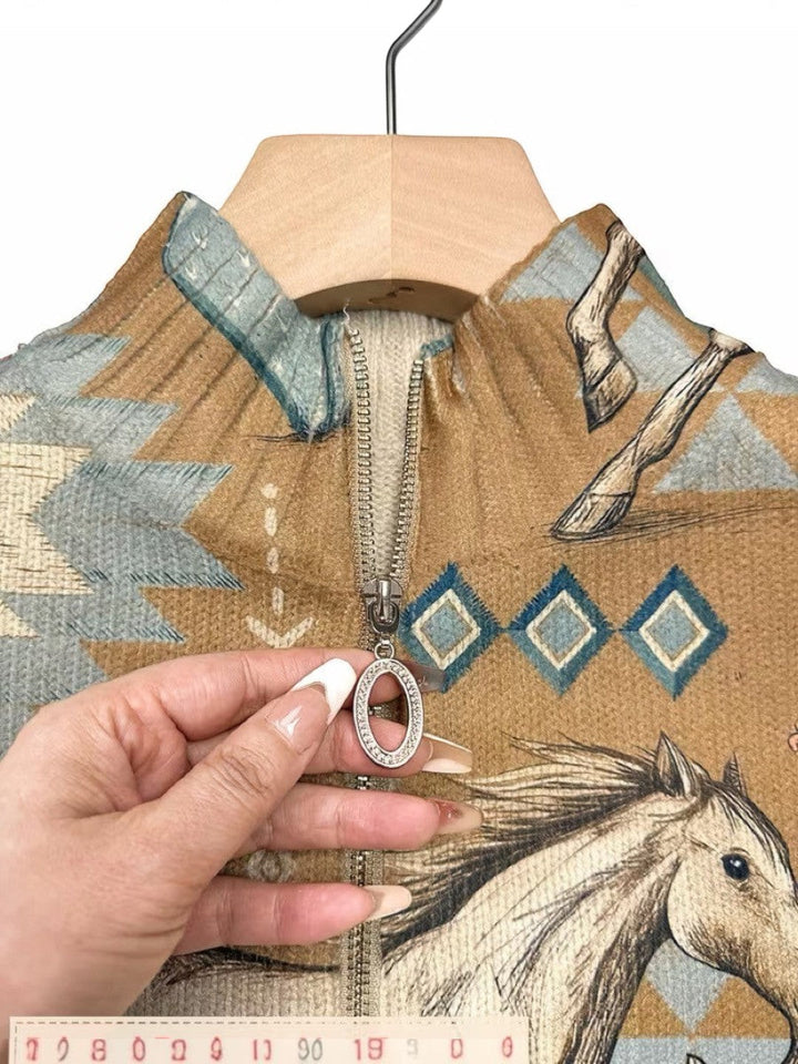 Diana | Vest met paarden- en cactusmotief