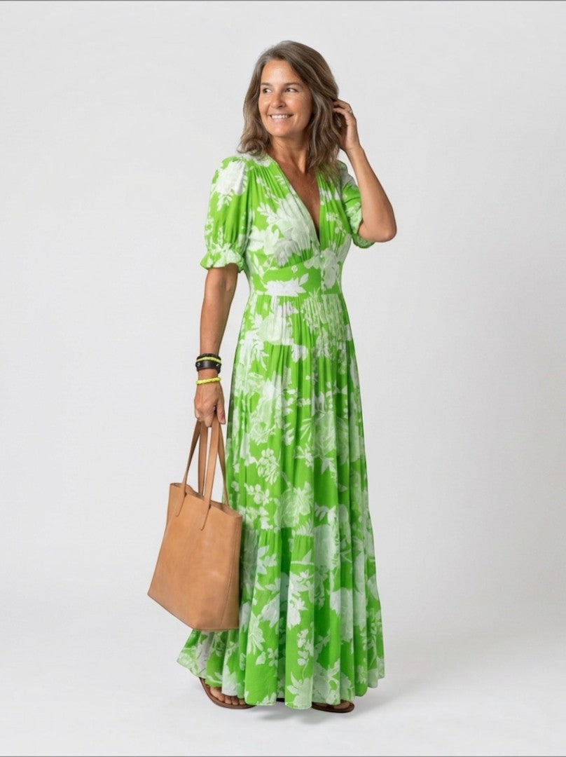 Rina | Maxi-jurk met Bloemenprint in Roze