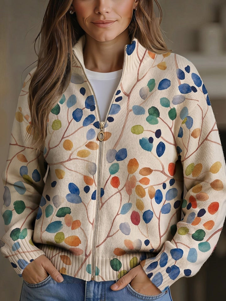 Anneke | Vest met kleurrijk bladermotief