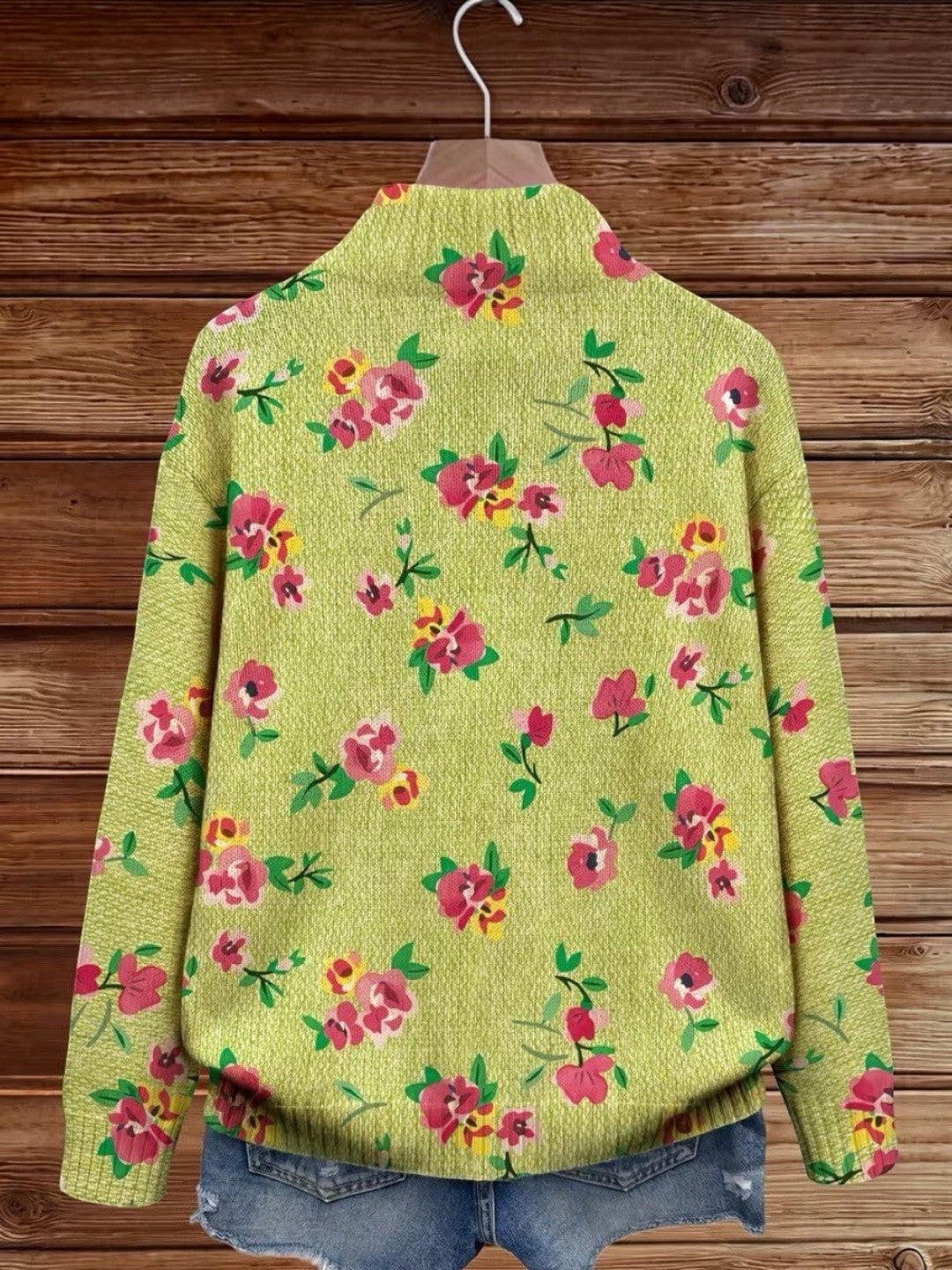 Ellen | Groen vest met bloemenprint