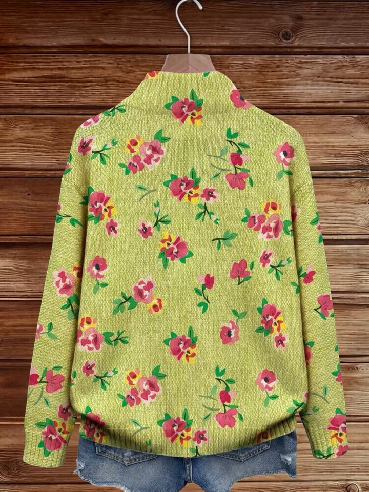 Ellen | Groen vest met bloemenprint