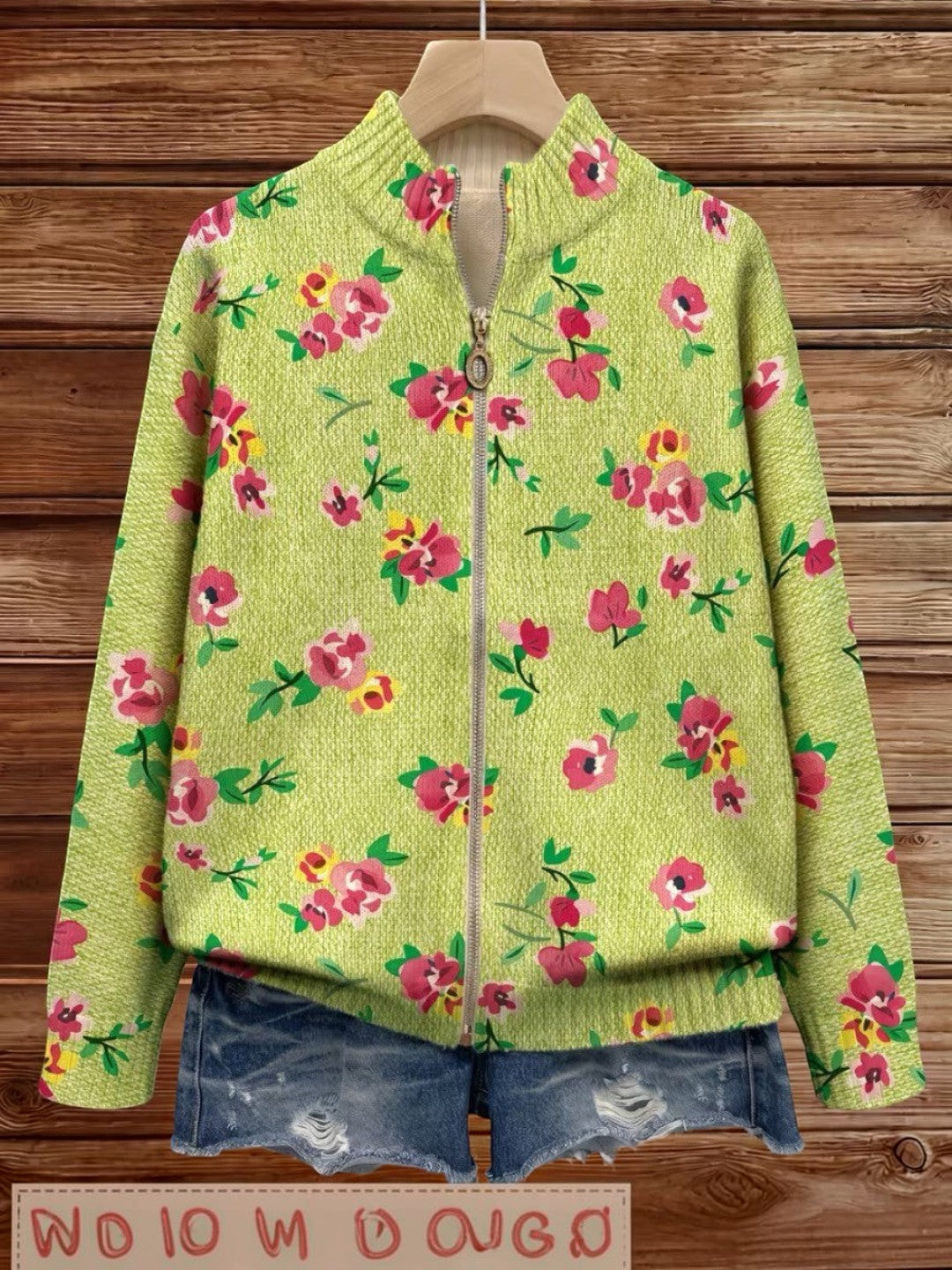 Ellen | Groen vest met bloemenprint