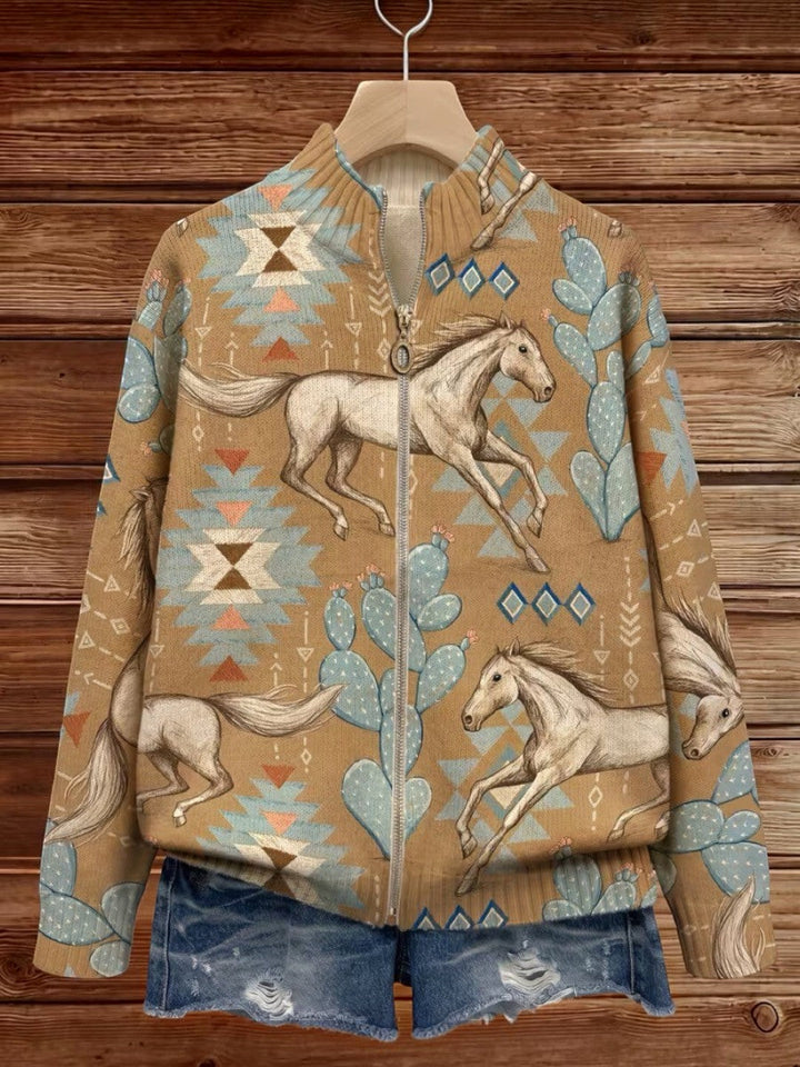 Diana | Vest met paarden- en cactusmotief