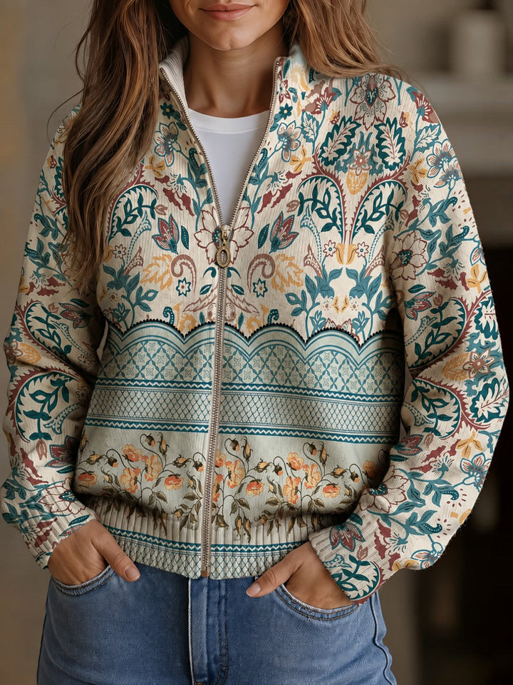 Jolanda | Vest met florale sierrand