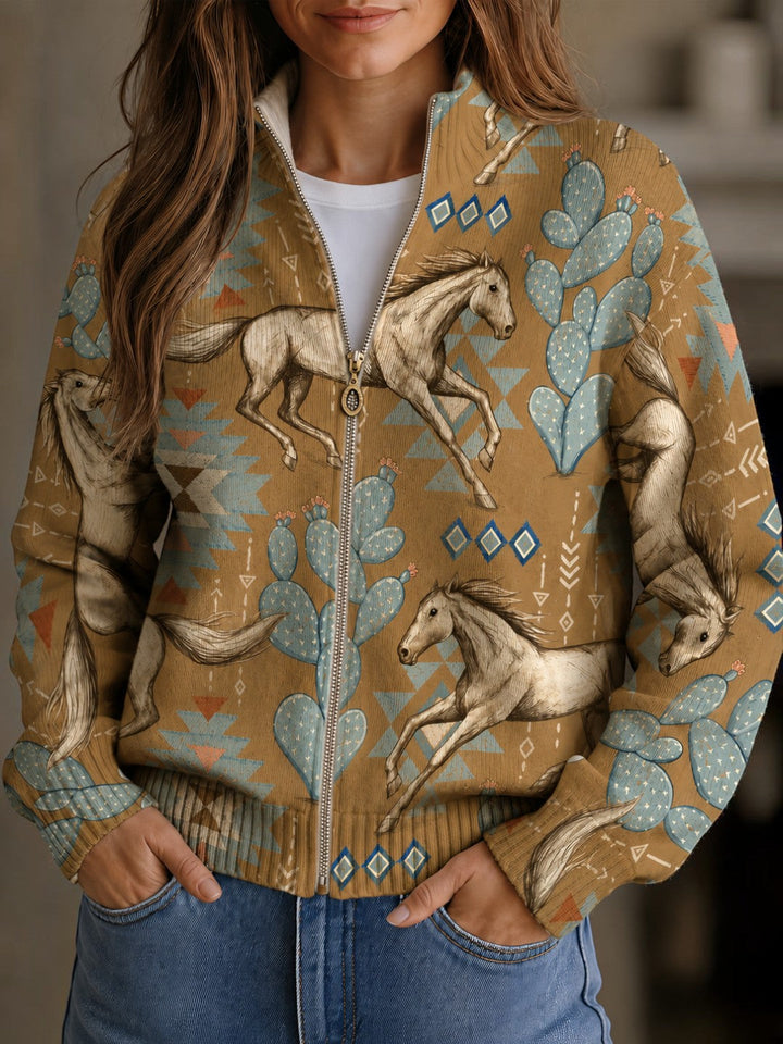 Diana | Vest met paarden- en cactusmotief