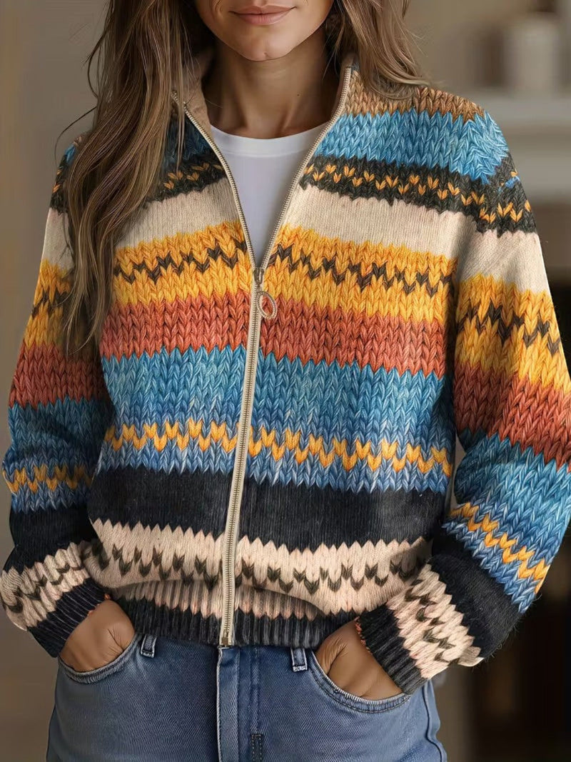 Annelies | Vest met kleurrijk zigzagmotief