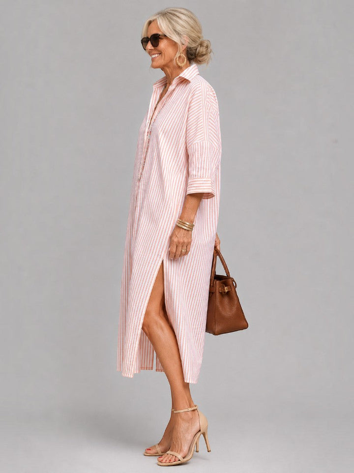 Stien | Blousejurk met Strepen in Roze