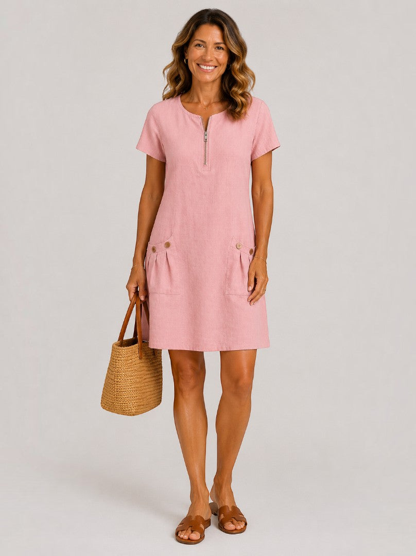Bep | Groene Zomerjurk met Linnenlook