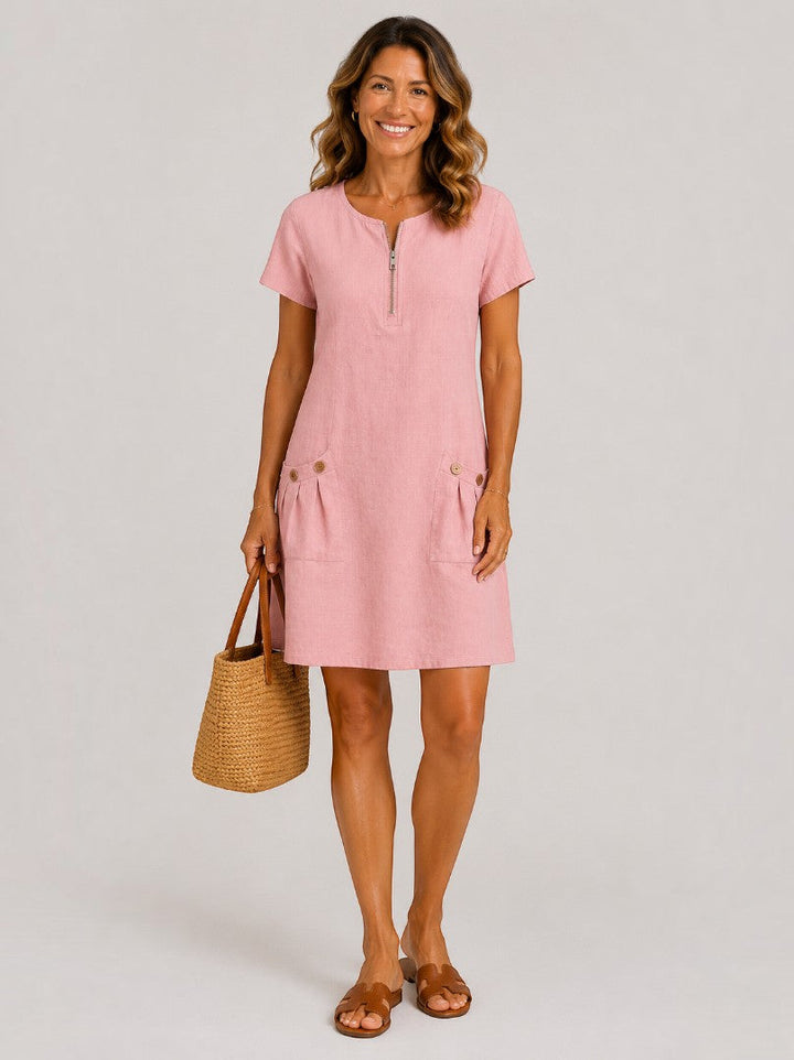 Bep | Groene Zomerjurk met Linnenlook