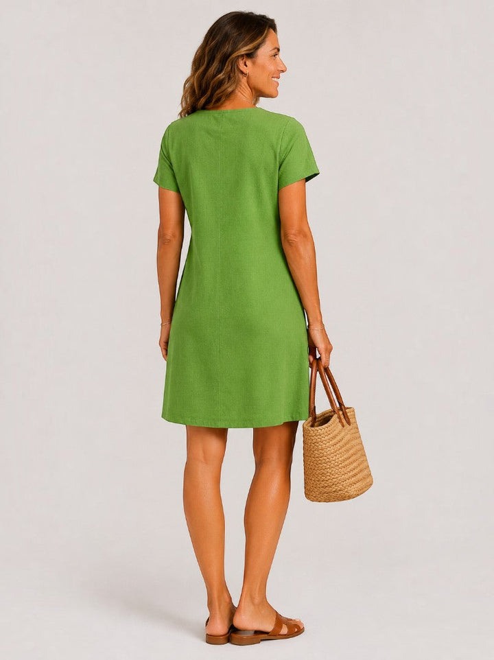 Bep | Groene Zomerjurk met Linnenlook