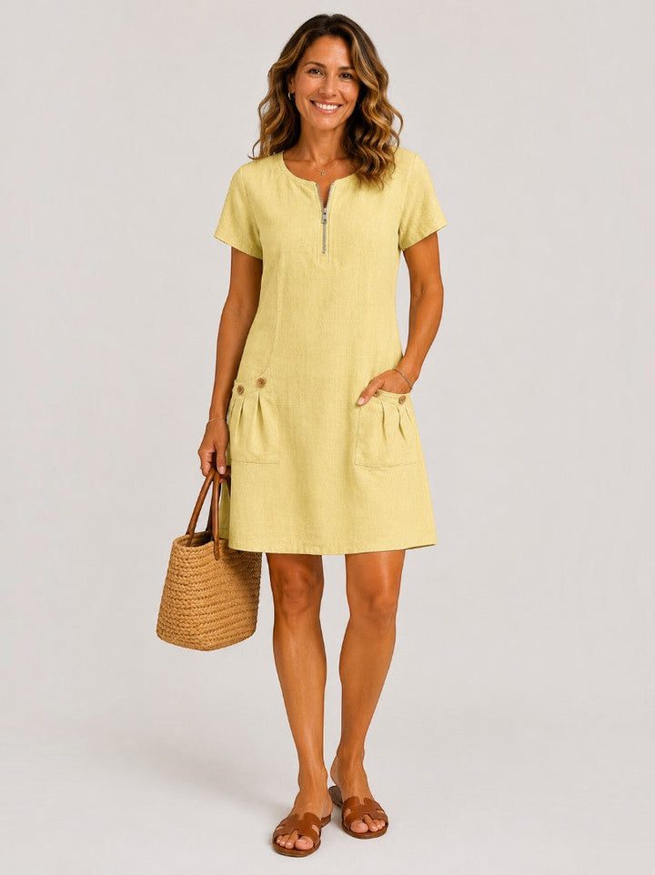 Bep | Groene Zomerjurk met Linnenlook