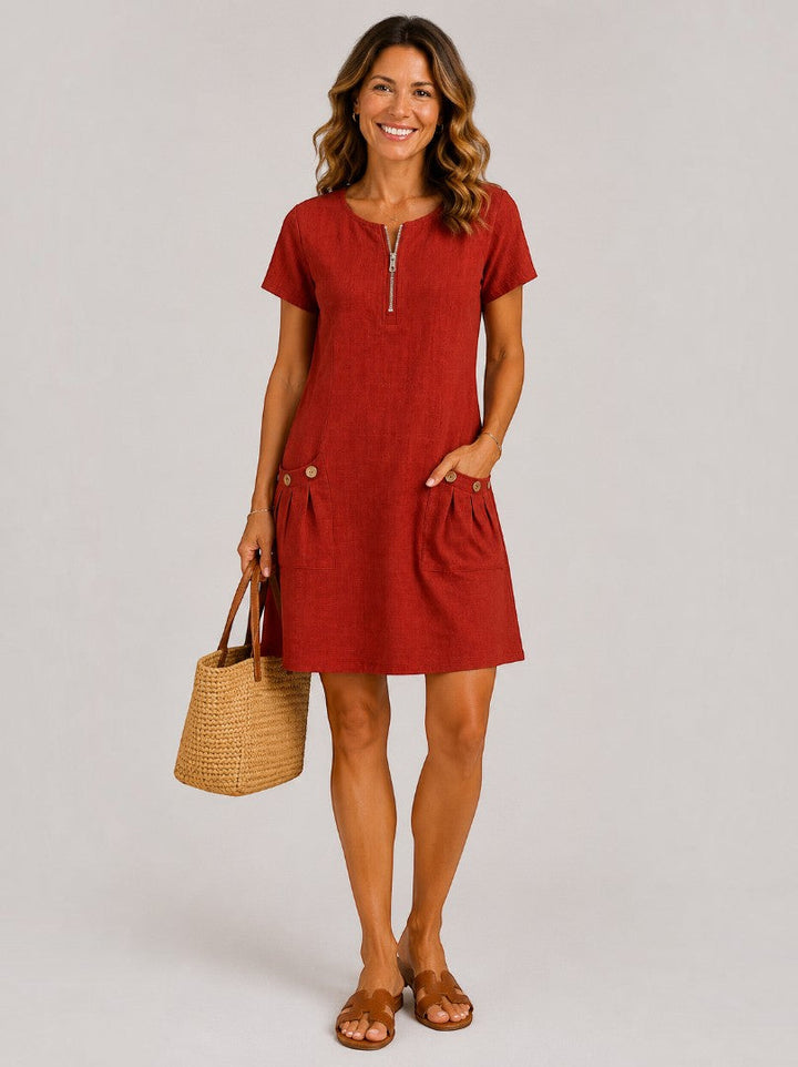 Bep | Groene Zomerjurk met Linnenlook