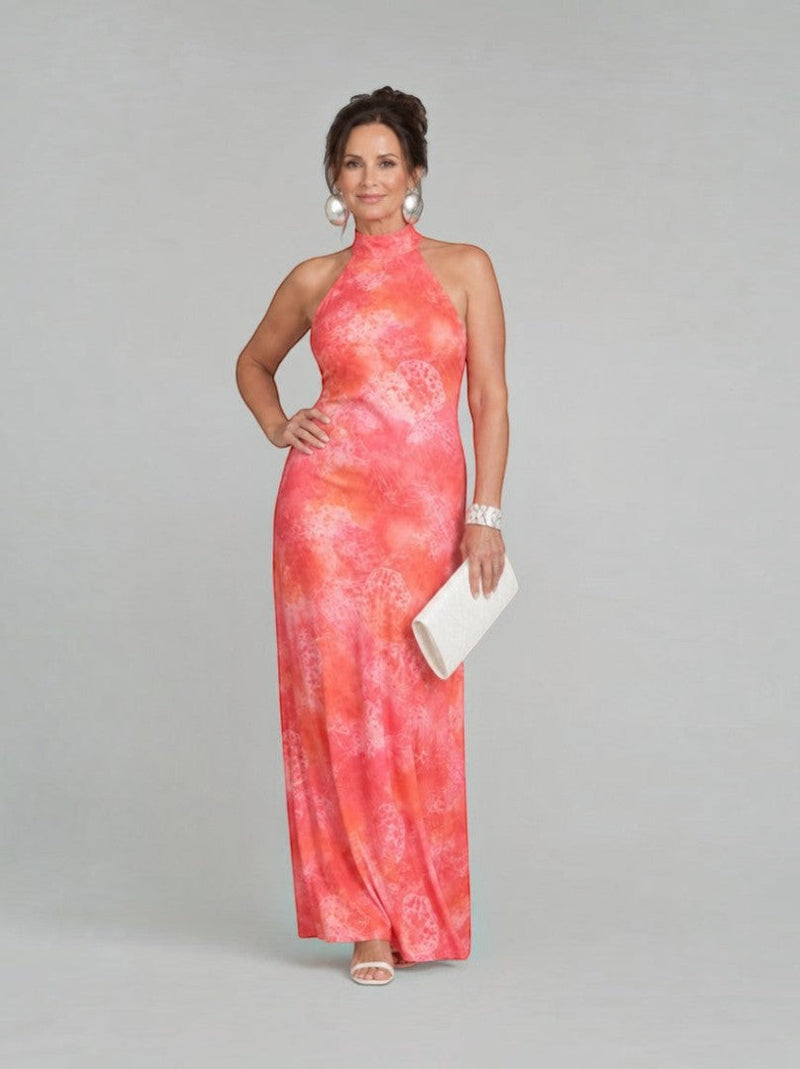 Monique | Maxi-jurk met Batikprint in Koraal