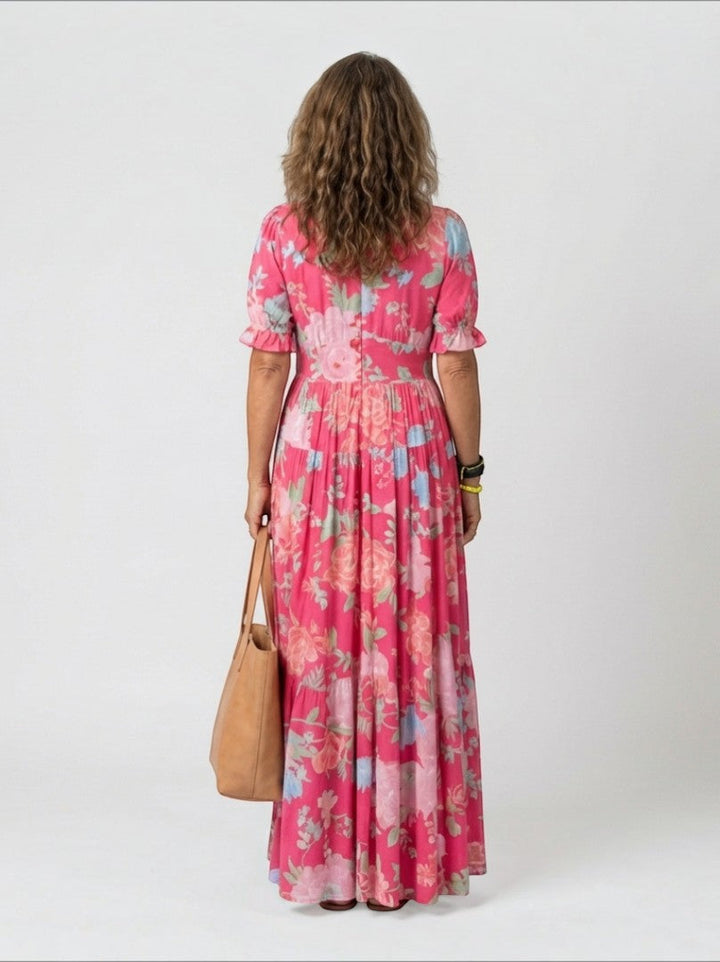 Rina | Maxi-jurk met Bloemenprint in Roze