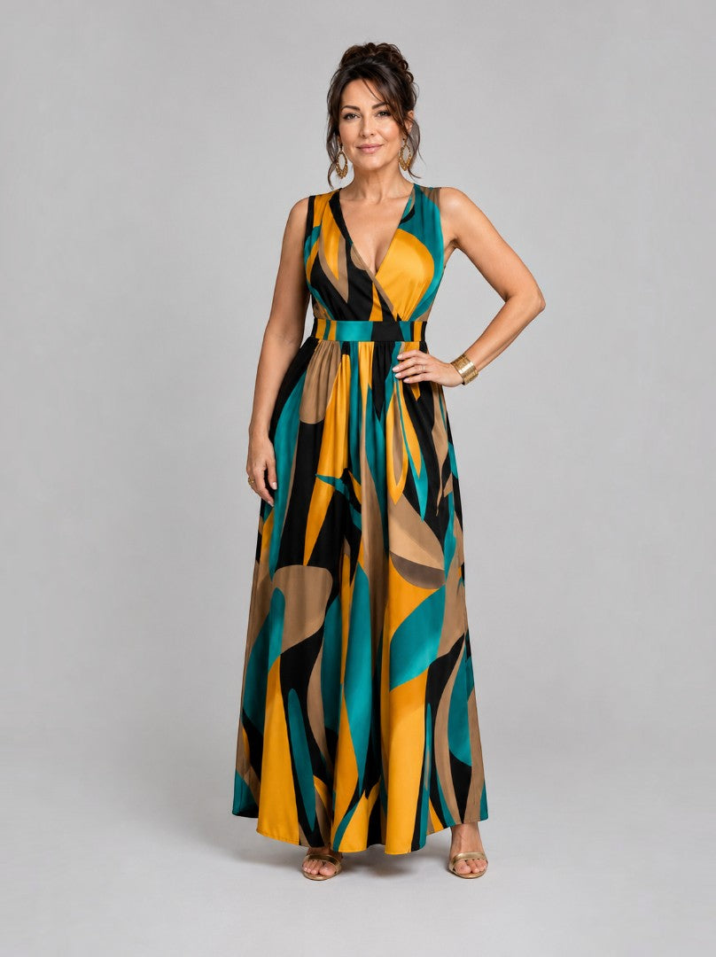 Greet | Maxi-jurk met Grafische Print
