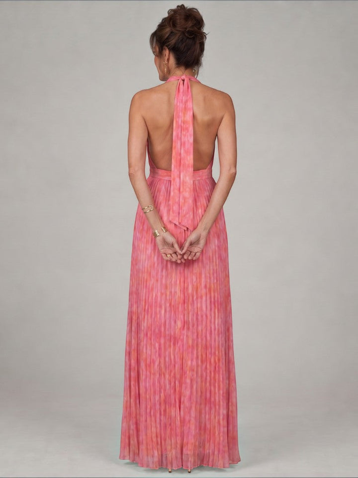 Jannie | Plissé Maxi-jurk in Rosé