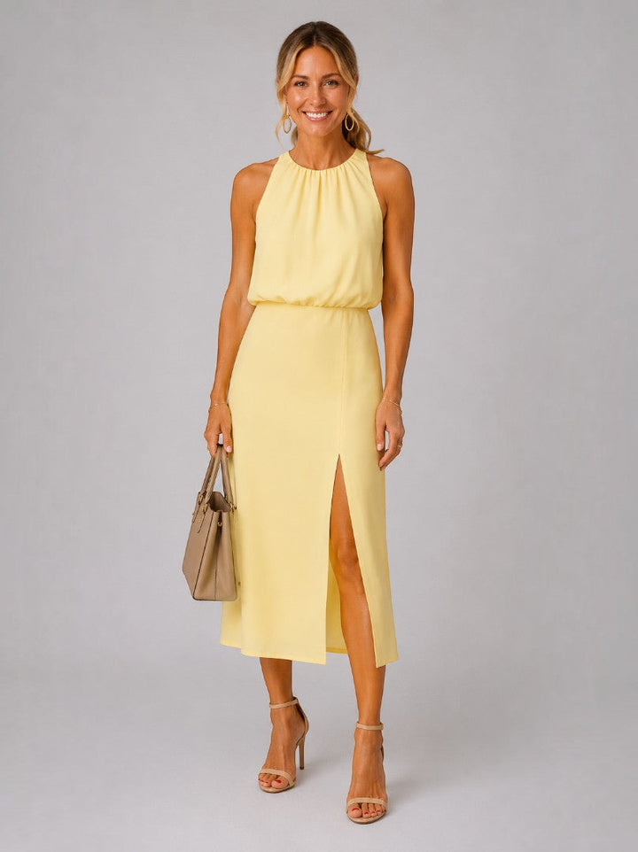 Betty | Rode Midi-jurk met Split